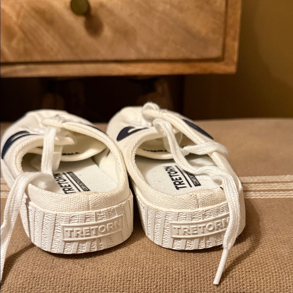 Tretorn Women's Cream and Navy Sneakers - Picture 4 of 4